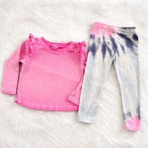 Splendid Pink Ruffle Top & Tie Dye Leggings Set Toddler Girls 18-24M